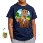 Spersonalizowana młodzieżowa koszulka Bear Riding | Spersonalizowana zabawna koszulka dla dzieci Koszulki dla chłopców www.customywear.com 31