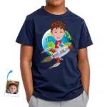 Embark on an Adventure: Custom Rocket Riding Boy Shirt – Personalized Spaceship Alien Kids Tee Boy's T-shirts www.customywear.com 31