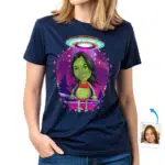 Zakázková vesmírná košile Alien UFO: Personalizované tričko s portrétem UFO Dárky na zakázku – Košile mimozemšťanů www.customywear.com 31