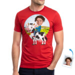 Gepersonaliseerde koe-rij-shirt voor heren | Gepersonaliseerde grappige T-shirt Dierenliefhebbers www.customywear.com 32