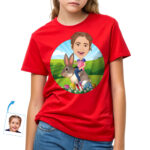 Gepersonaliseerd Paashaas-T-shirt | Aangepast jeugd-T-shirt voor meisjes Gepersonaliseerde geschenken - Konijnenrit www.customywear.com 32