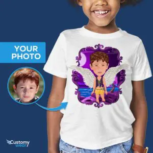 Воздушная рубашка Angel Boy на заказ | Персонализированная футболка Fantasy Wings для мальчиков www.customywear.com