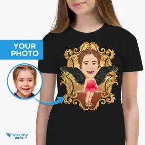 Προσαρμοσμένο πουκάμισο για κορίτσι αγγέλου χαριτωμένο νεράιδα | Personalized Youth Fantasy Tee Fairy angel T-shirts www.customywear.com