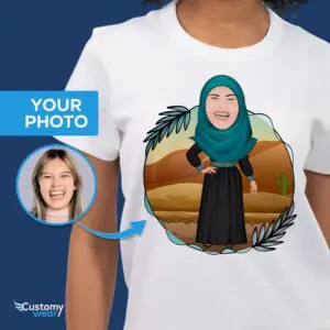 Προσαρμοσμένο αραβικό γυναικείο πουκάμισο | Εξατομικευμένα πουκάμισα Arab Girlfriend Hijab Tee για ενήλικες www.customywear.com