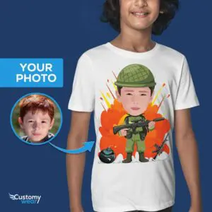 Benutzerdefiniertes Armeejunge mit Waffenshirt | Personalisiertes Militär-Jugend-T-Shirt Axtra – ALLE Vektor-Shirts – Herren www.customywear.com