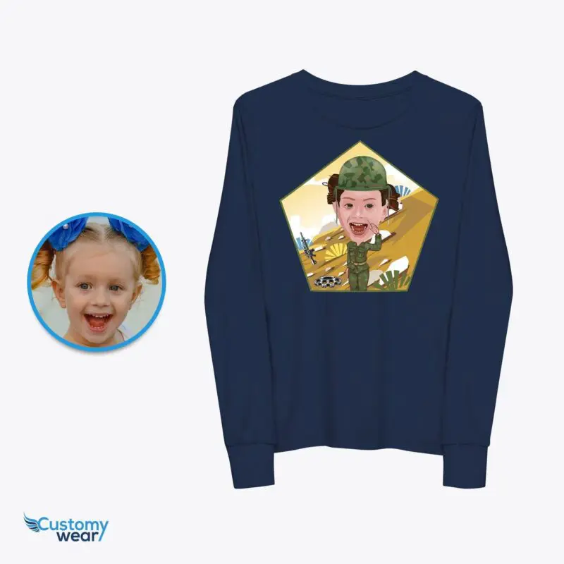 Custom Army Girl Military Shirt | Personalized Leader Youth Soldier Tee-Customywear-Girls