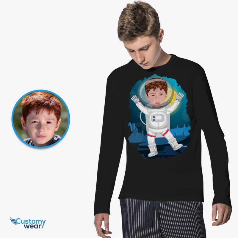 Astronaut boy shirt | Young kid landing moon planet birthday tee CustomyWear