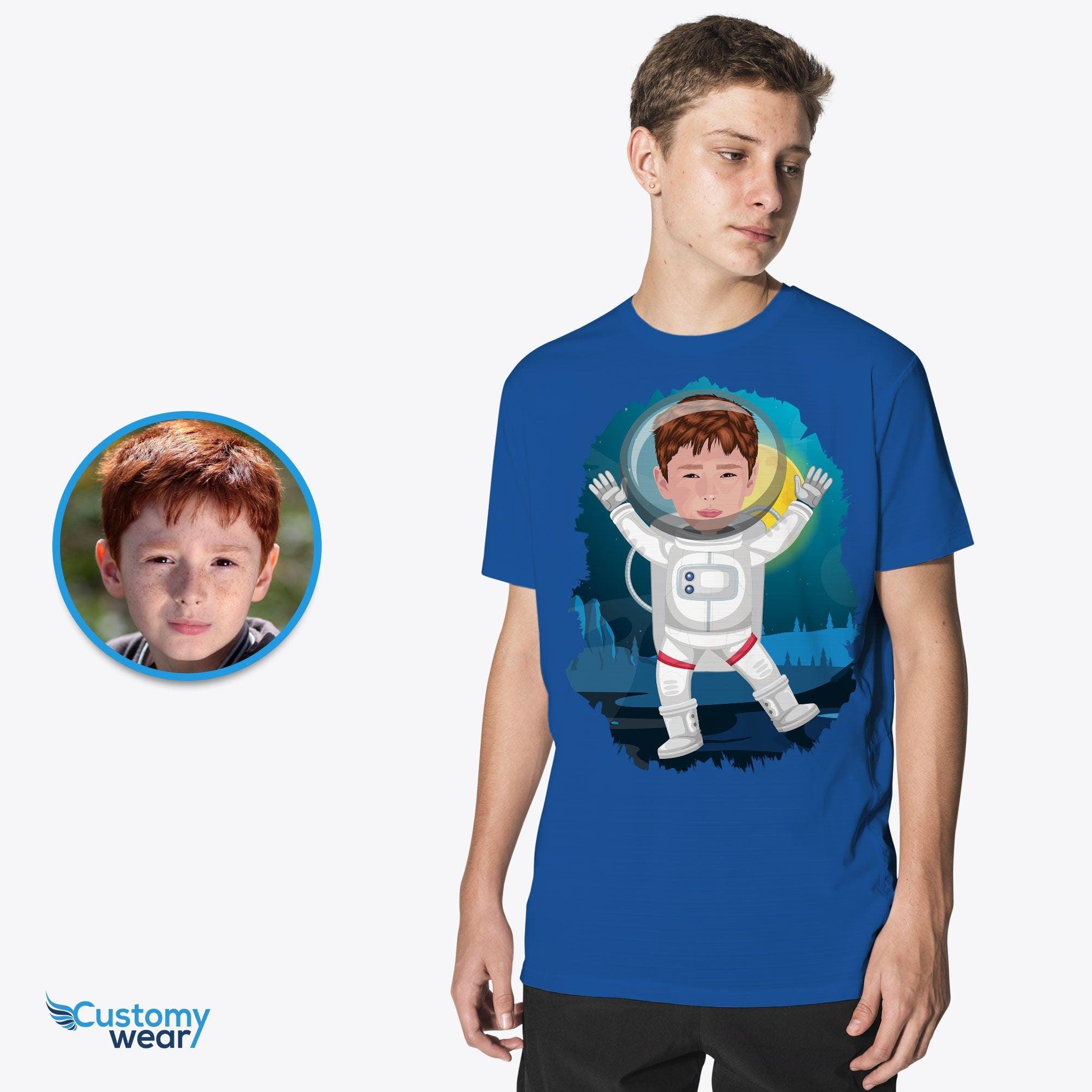 Astronaut boy shirt | Young kid landing moon planet birthday tee CustomyWear