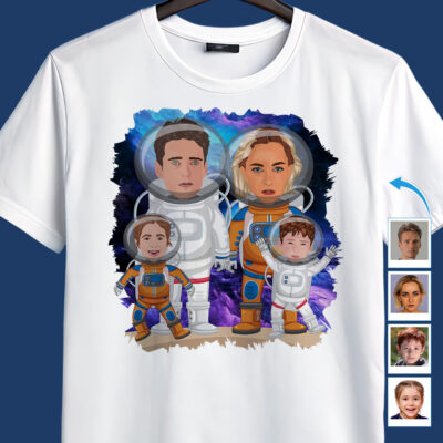 Custom Astronaut Family Shirt – Personalized Space-Themed Gift for New Parents Family www.customywear.com 2