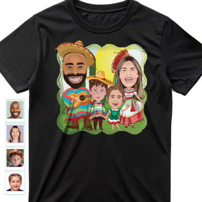 Personalized Mexican Family Portrait Tees | Custom Photo T-shirt Art Family www.customywear.com 2