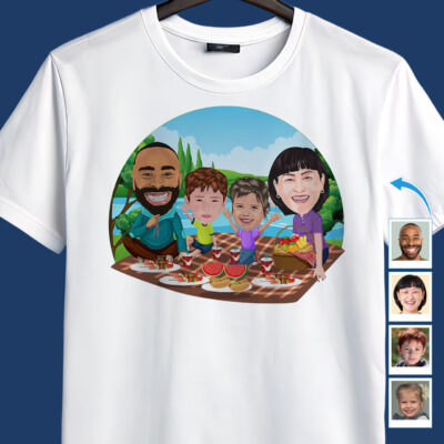 Personalized Family Picnic T-Shirts | Custom Outdoor Adventure Tees Family www.customywear.com 2