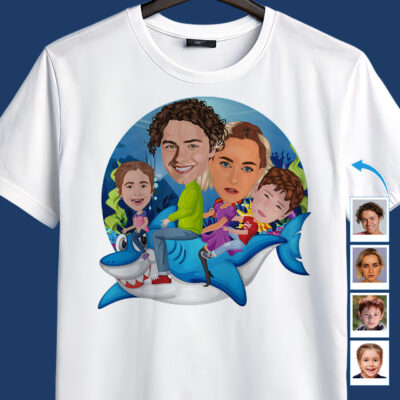 Custom Baby Shark Family Shirts | Personalized Shark Riding Tees Family www.customywear.com 2