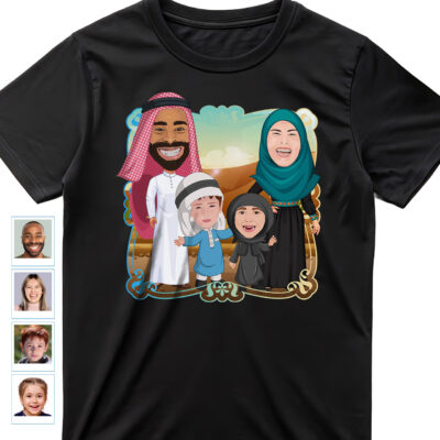 Create Your Custom Arabic Family Shirts – Personalize Memories in Traditional Arab Attire Family www.customywear.com 2