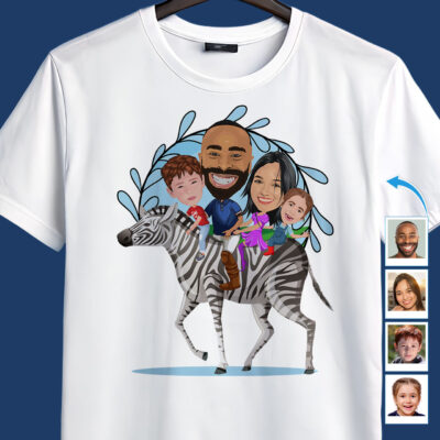 Personalized Zebra Family T-Shirts | Custom Photo Tee for Adventure Lovers Family www.customywear.com 2