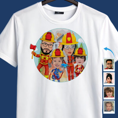 Personalized Firefighter Family Shirt – Custom Portrait Tee for Unity Family www.customywear.com 2