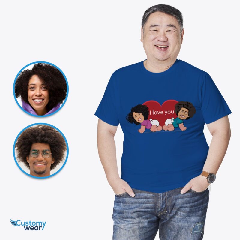 Camisetas personalizadas para parejas con pose de bebé - Camisetas con fotos personalizadas-Ropa personalizada-Camisetas para adultos