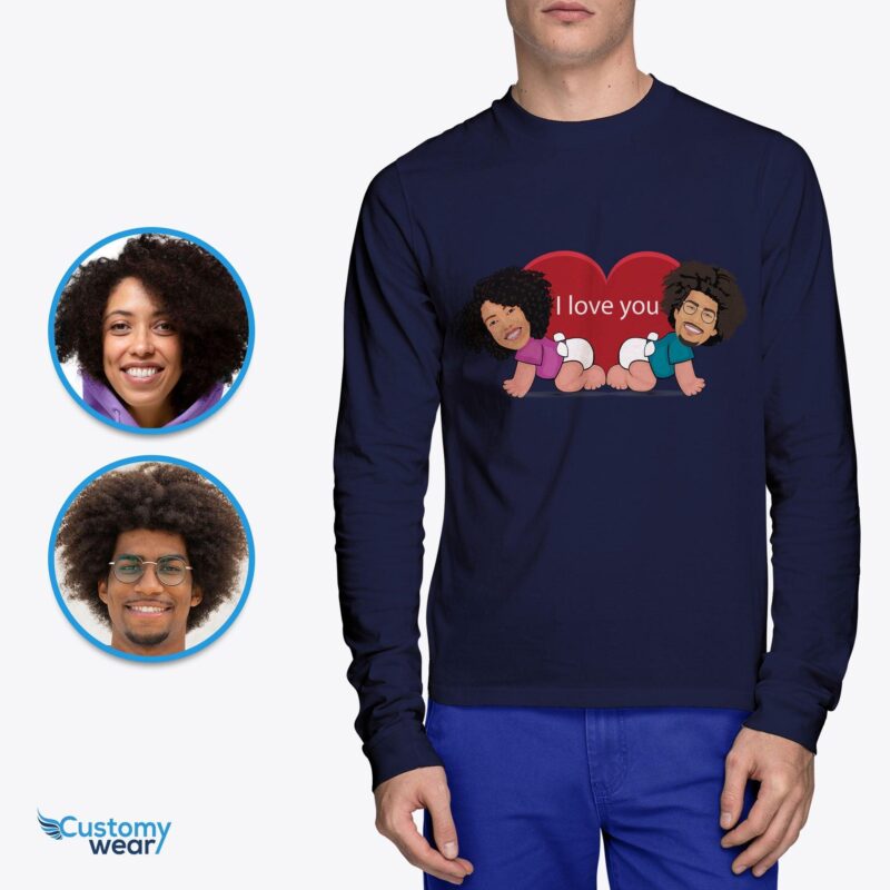 Přizpůsobená trička pro miminka v póze – trička s fotografiemi na zakázku – Oblečení na míru – Košile pro dospělé