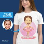 Tricou personalizat pentru dansatoare de balet - Tricou cu fotografie personalizat pentru copii - Imbracaminte personalizata - Tricouri de balet