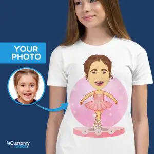 Camiseta de bailarina de ballet personalizada – Camiseta con foto personalizada para niños Camisetas de ballet www.customywear.com
