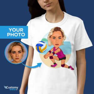 Custom Beach Volleyball Women's Shirt - Personalized Female Player Tee-Customywear-Adult shirts