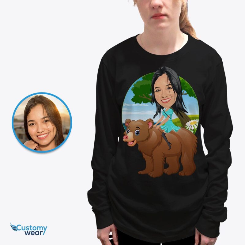 Bear riding shirt for women CustomyWear adult, Adult-google, adult2, animal, aunt teddy, Bear_shirt, big sister teddy, birthday gift for gir