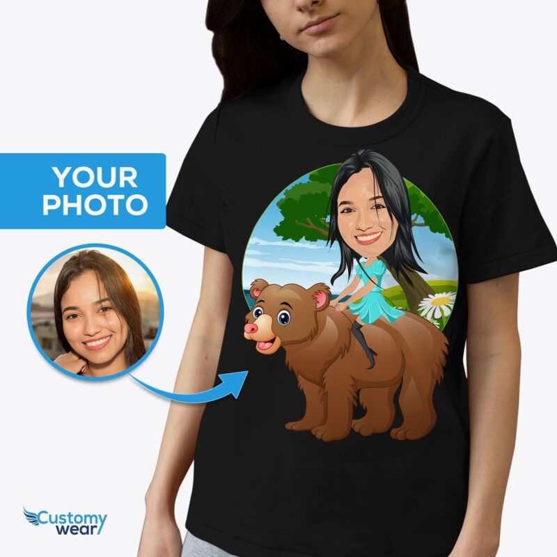 Bear riding shirt for women CustomyWear adult, Adult-google, adult2, animal, aunt teddy, Bear_shirt, big sister teddy, birthday gift for gir