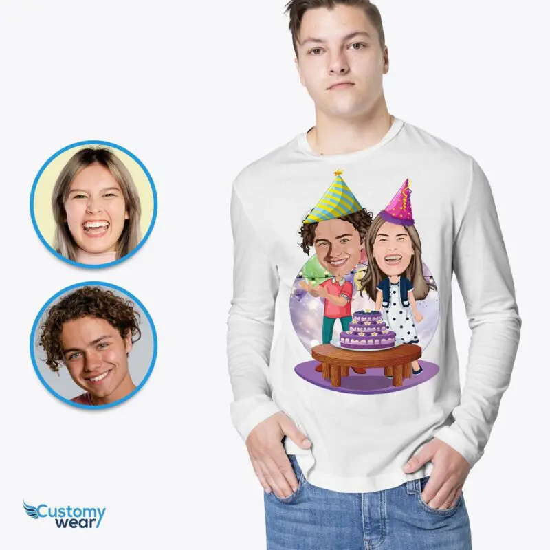 Custom Birthday Couples Shirts - Personalized Portrait Tees for Him and Her-Customywear-Birthday