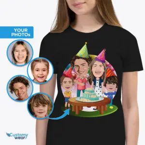 Camisas de família personalizadas para aniversários - camisetas comemorativas personalizadas para aniversário de todas as idades www.customywear.com