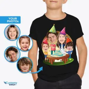 Προσαρμοσμένα οικογενειακά πουκάμισα γενεθλίων – Εξατομικευμένα νεανικά μπλουζάκια γιορτής γενεθλίων www.customywear.com