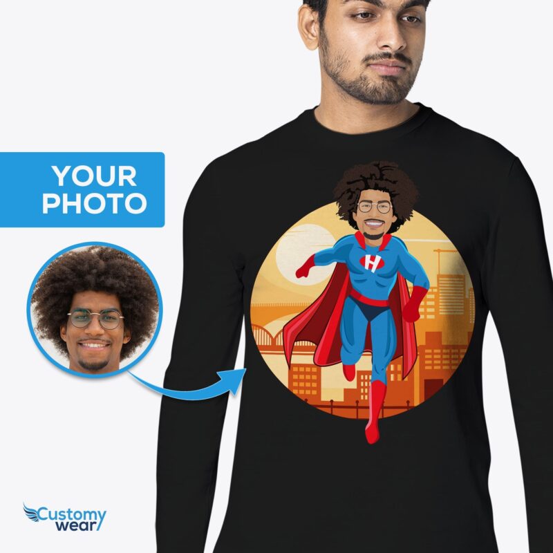 Customizable Blue Superhero T-Shirt for Men - Personalized Superdad Tee-Customywear-Adult shirts
