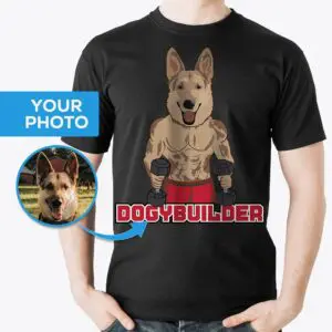 Custom Bodybuilder Dog T-Shirt – Personalized Gym Lover Tee Voksenskjorter www.customywear.com