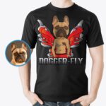 Kaos Custom Kupu-kupu Anjing Malaikat | Kaos Potret Hewan Peliharaan yang Dipersonalisasi-Pakaian Khusus-Kemeja Dewasa