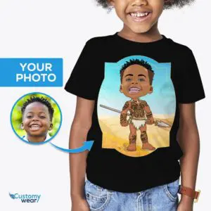 Aangepaste holbewoner jeugd jongen shirt | Gepersonaliseerde oude Afrikaanse kinder-T-shirt Bestsellers www.customywear.com