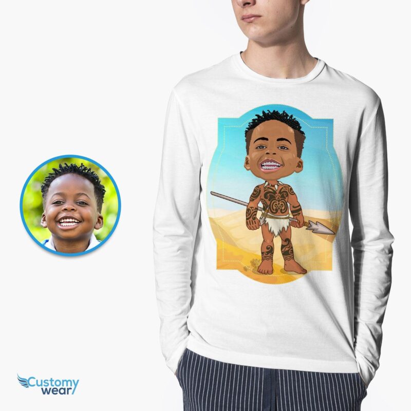 เสื้อเด็กชาย Caveman แบบกำหนดเอง | เสื้อยืดเด็กแอฟริกันโบราณส่วนบุคคล-เครื่องแต่งกาย-ขายดี