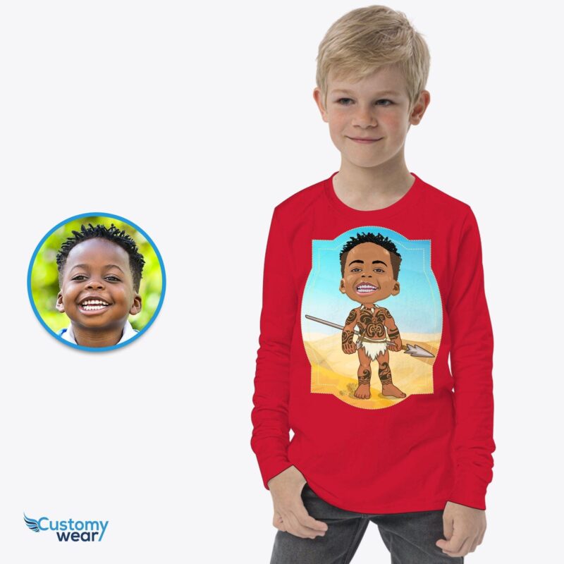 เสื้อเด็กชาย Caveman แบบกำหนดเอง | เสื้อยืดเด็กแอฟริกันโบราณส่วนบุคคล-เครื่องแต่งกาย-ขายดี
