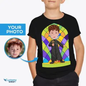 Kresťanská kňazská košeľa na mieru pre chlapcov | Personalizované náboženské tričko Axtra - VŠETKY vektorové tričká - mužské www.customywear.com