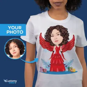 Camicia da donna personalizzata con angelo di Natale | Camicie per adulti personalizzate Fairy Fantasy Tee www.customywear.com