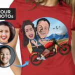 Niestandardowa koszulka dla pary jeżdżącej na motocyklu | Spersonalizowane koszulki motocyklowe Adventure-Customywear-koszule dla dorosłych