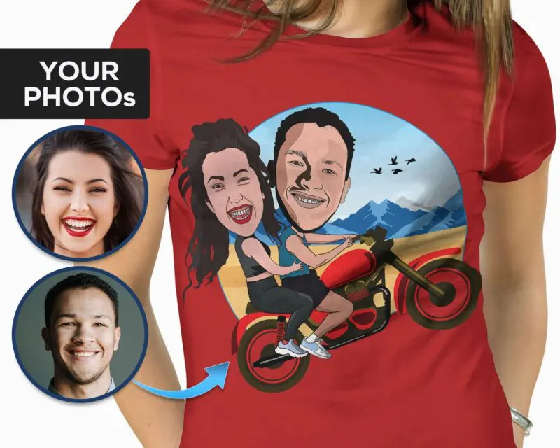Custom Couple Riding Motorbike Shirt | Personalized Motorcycle Adventure Tee-Customywear-Adult shirts