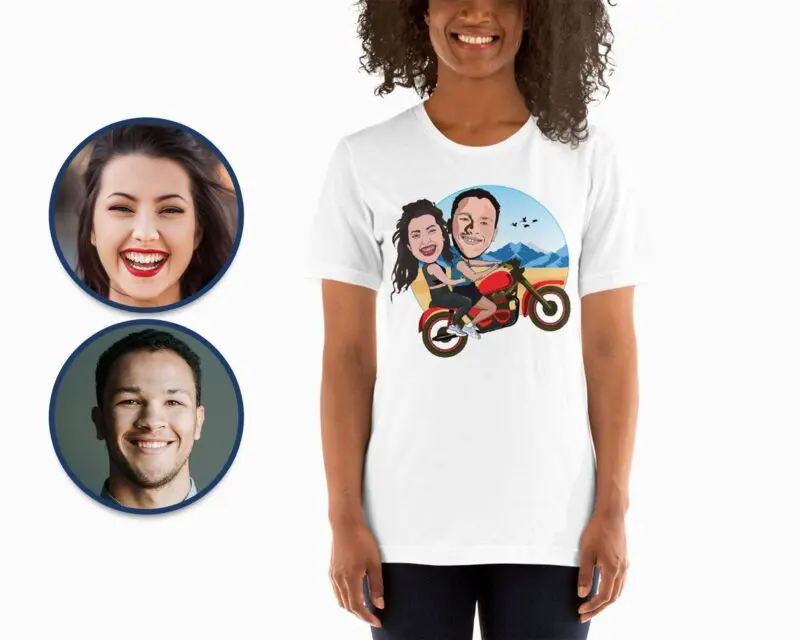 Custom Couple Riding Motorbike Shirt | Personalized Motorcycle Adventure Tee-Customywear-Adult shirts