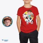 Custom Cow Riding Boy Shirt | Personalized Cowboy Kids Tee-Customywear-Animal Lovers