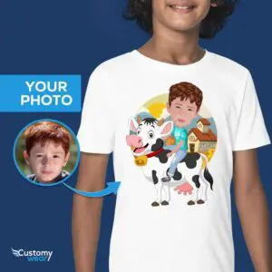 Сорочка для хлопчика верхової їзди на замовлення | Персоналізована дитяча футболка Cowboy для любителів тварин www.customywear.com