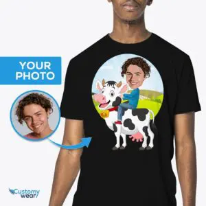 Camicia da uomo personalizzata per equitazione su mucca | Magliette personalizzate Funny Tee per adulti www.customywear.com