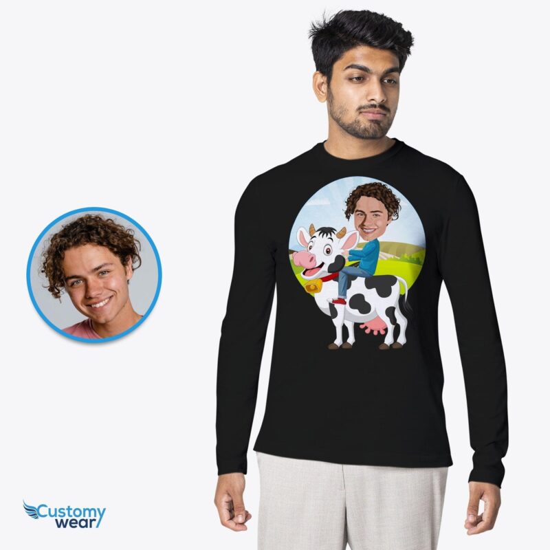 Custom Cow Riding Shirt for Men | Personalized Funny Tee-Customywear-Adult shirts