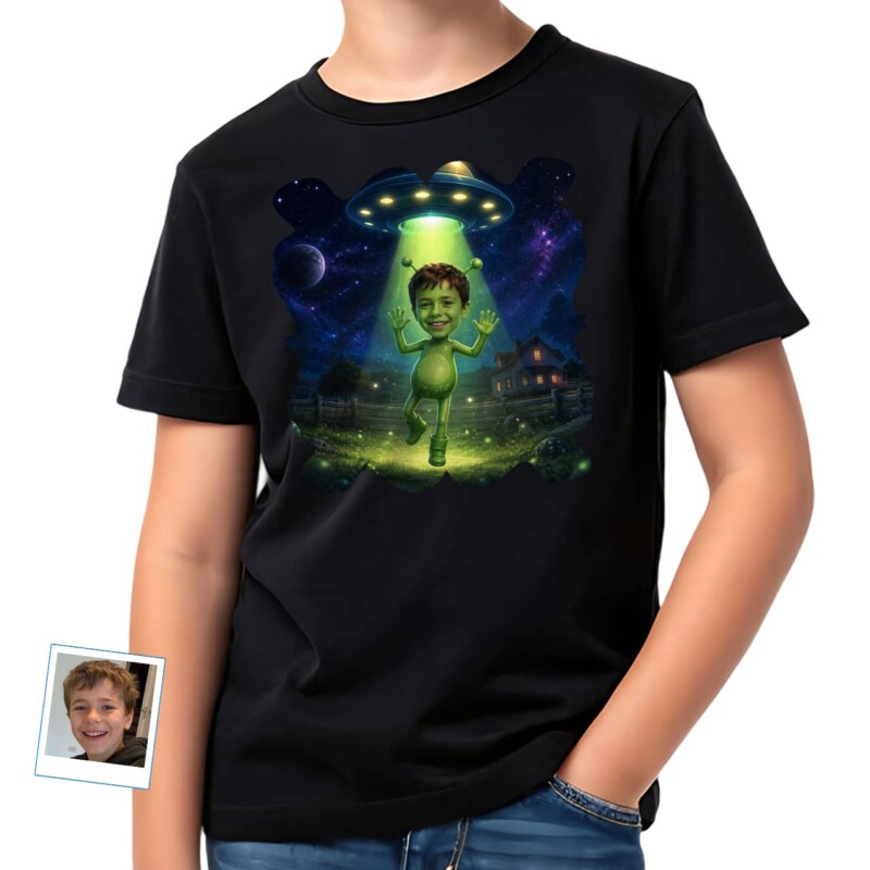 Custom Alien Spaceship Boy Shirt Personalized UFO Kids Tee (12)