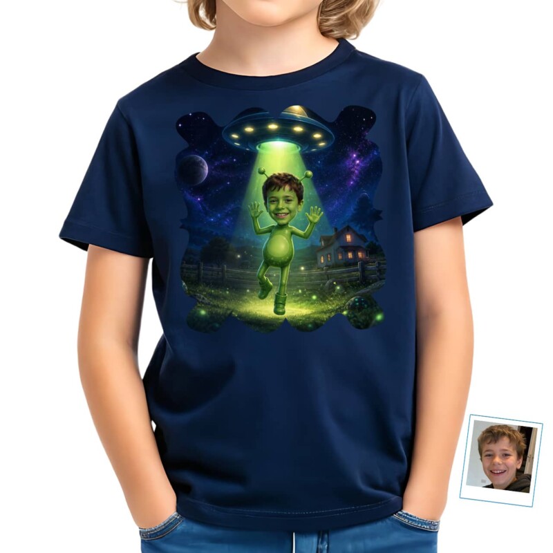Custom Alien Spaceship Boy Shirt Personalized UFO Kids Tee (13)