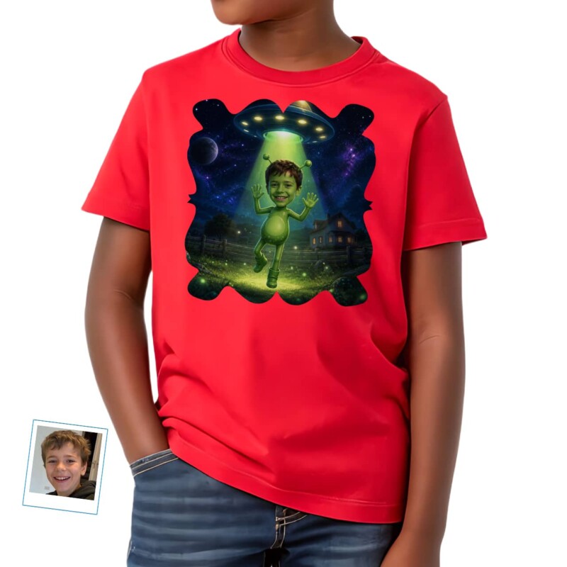 Custom Alien Spaceship Boy Shirt Personalized UFO Kids Tee (14)