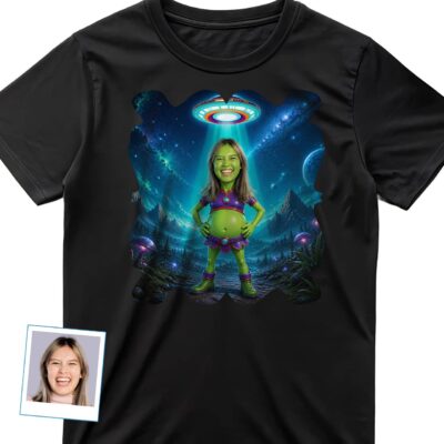 Custom Alien UFO Space Shirt: Personalized UFO Portrait Tee T-shirts for Women www.customywear.com 2