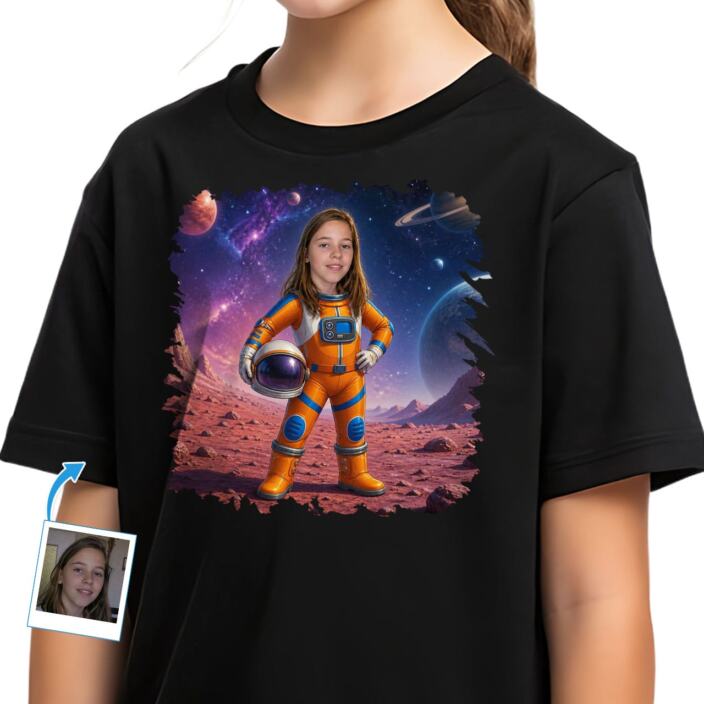 Custom Astronaut Girl Shirt Personalized Little Sister Alien Moon Tee (2)