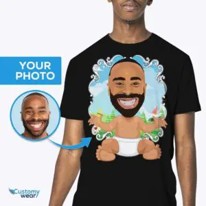 Personalized Baby Caricature T-Shirt – Funny Gender Reveal & Shower Gift Μπλουζάκια για ενήλικες www.customywear.com